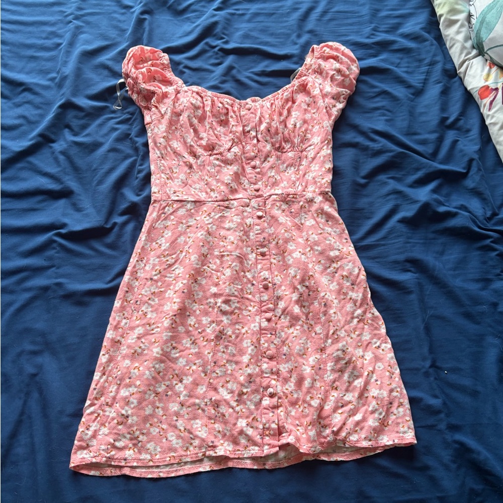 Aeropostale Pink Floral Button-Front Mini Dress